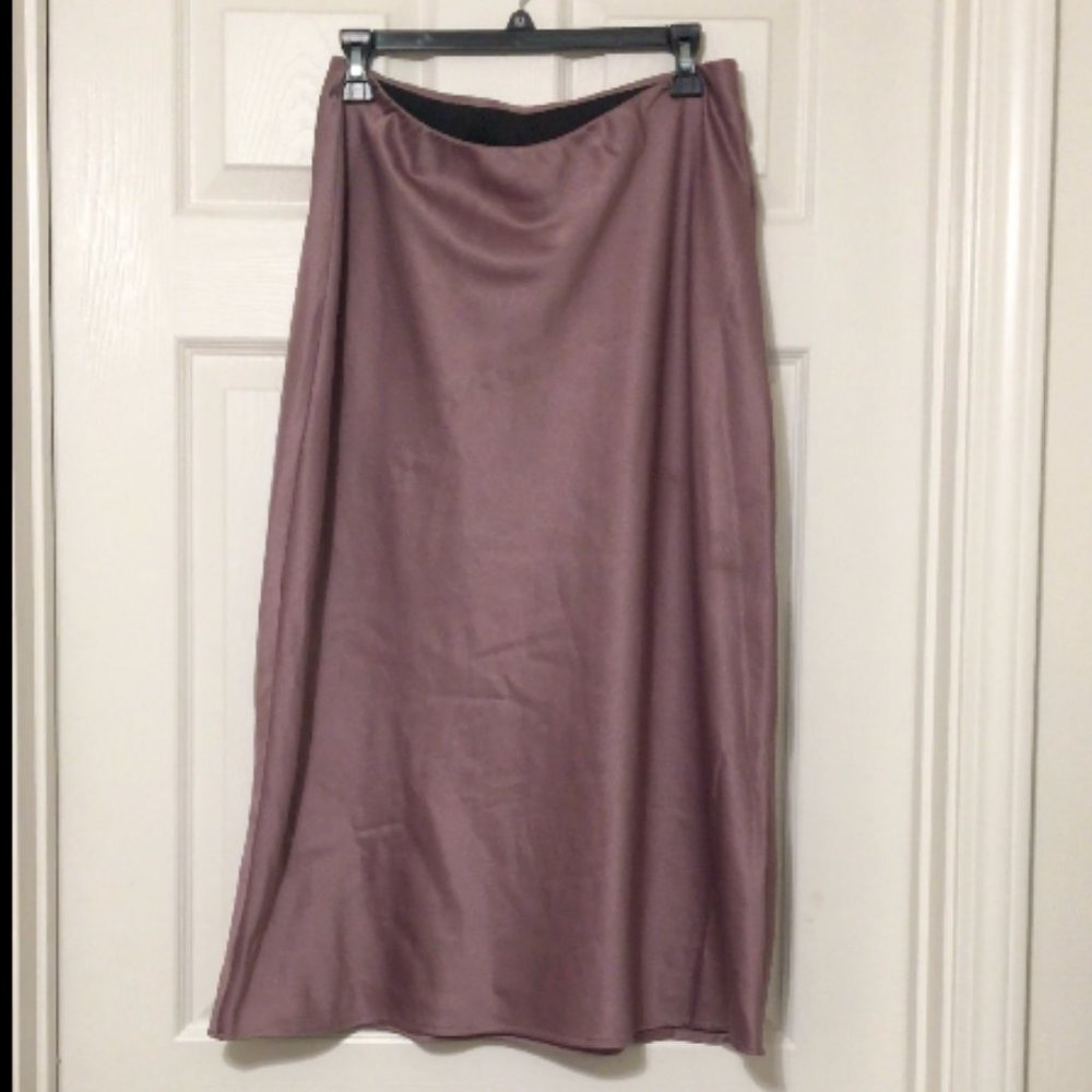 Purple faux satin skirt
